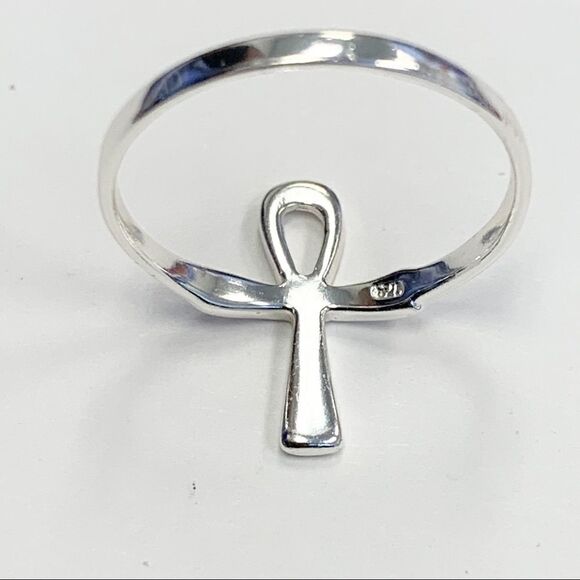 925 Sterling Silver Ankh Cross Ring - Picture 3 of 15
